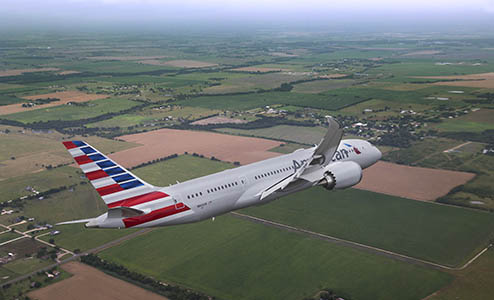 Aerial picture of a 787 Dreamliner